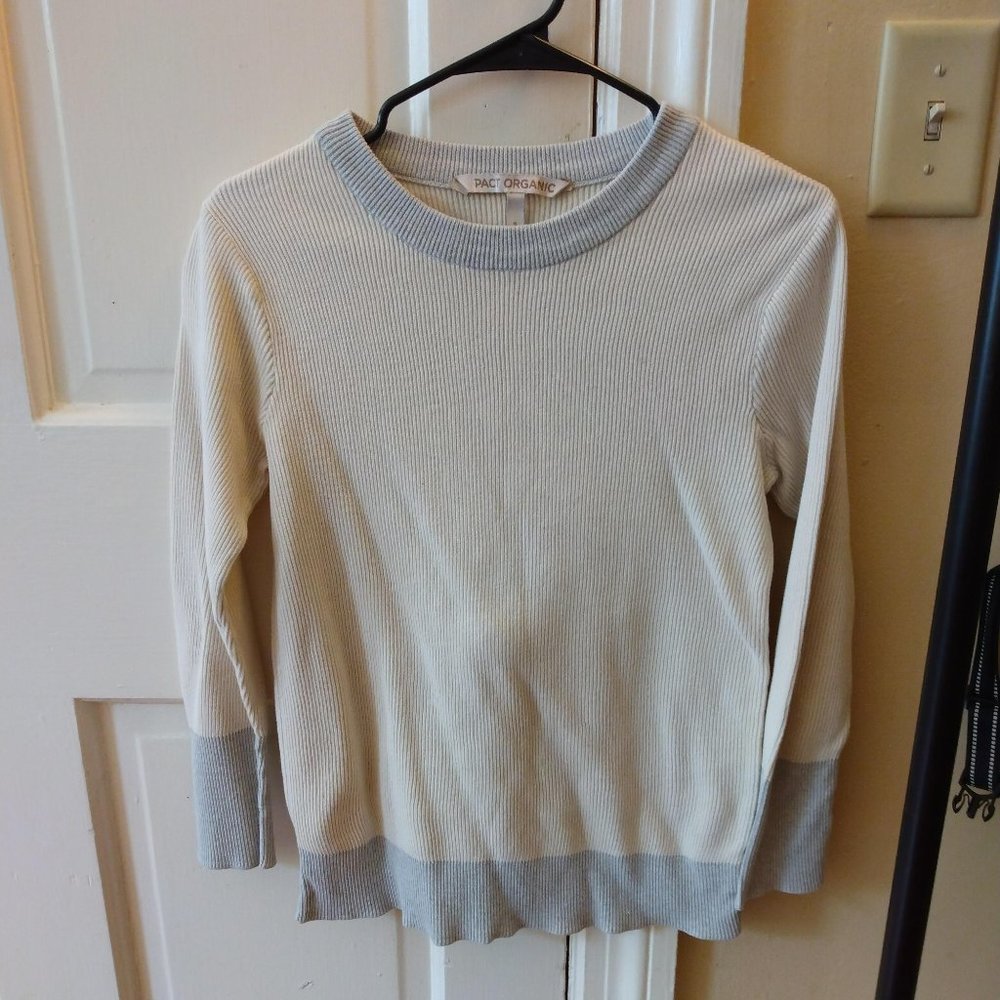Pact S Contrast Sweater - white & grey